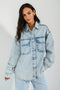 PINK WOMEN DENIM OVERSIZED SHIRT